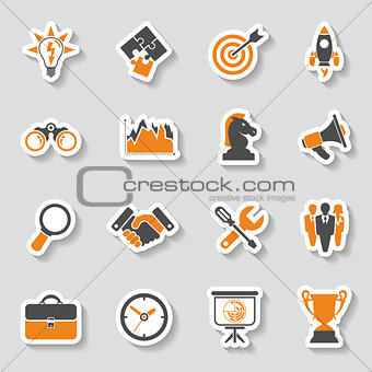 Business Strategy Icon Sticker Set