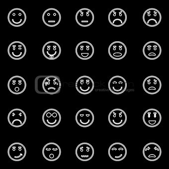 Circle face line icons on black background