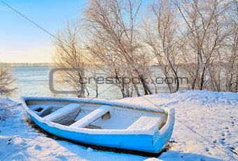 blue boat near danube river