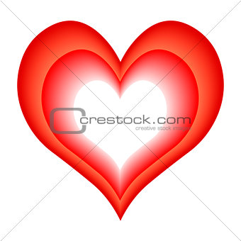 vector white and red hearts - symbol of love