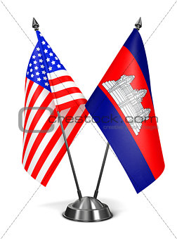 USA and Cambodia - Miniature Flags.