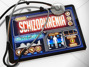 Schizophrenia on the Display of Medical Tablet.
