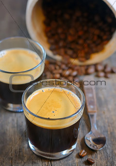 Espresso and Roasted  coffee beans