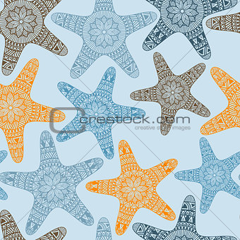 Vector Seamless Pattern with Doodle Stars