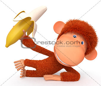 The monkey with banana
