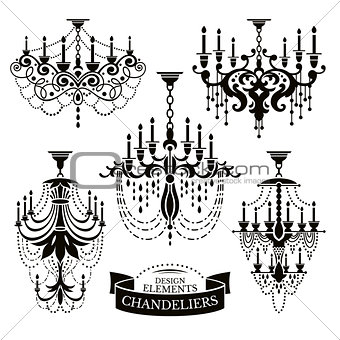Set of chandelier silhouettes