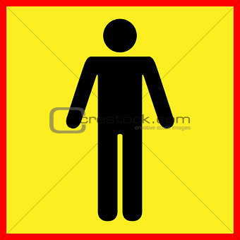 Standing human warning icon. Vector illustration