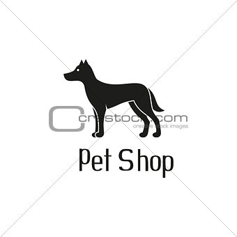 Cute pet shop logo with dog