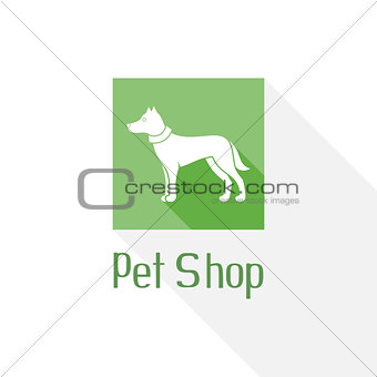 Flat pet shop logo with dog