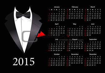 Vector American calendar 2015 with elegant suit 