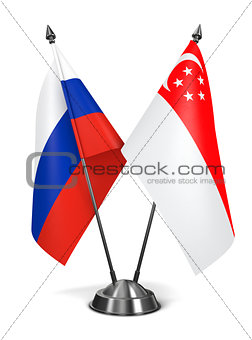 Russia and Singapore - Miniature Flags.