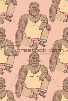 Sketch fancy gorilla in vintage style