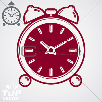 Vector 3d alarm clock with two symmetric bells. Wake up conceptu