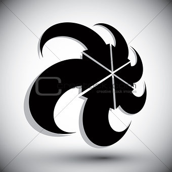 Arrows abstract conceptual symbol template, vector 3d single col