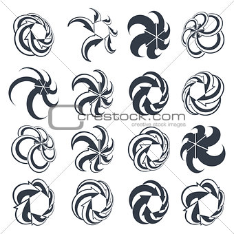 Looping arrows vector abstract symbol collection, single color c