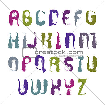 Vector hand-painted capital letters isolated on white background