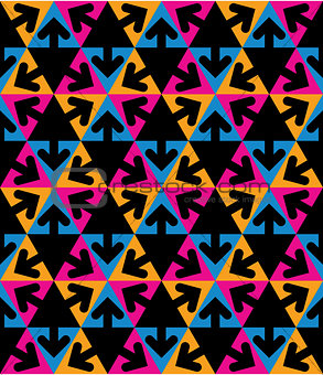 Geometric creative continuous multicolored pattern with arrows a