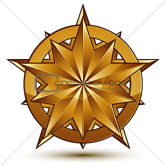 3d vector classic royal symbol, sophisticated golden star emblem