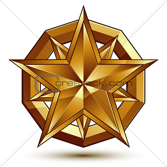 Heraldic vector template with five-pointed golden star, dimensio