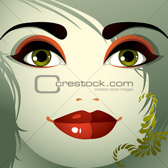 Attractive woman with stylish bright make-up and contemporary ha