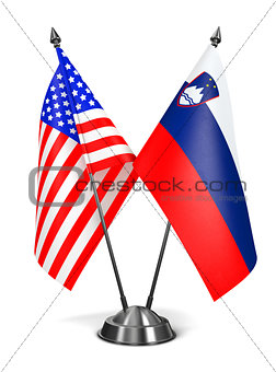 USA and Slovenia - Miniature Flags.