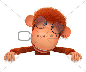 The monkey wearing spectacles reads
