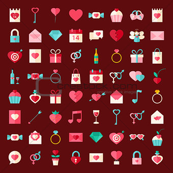 Valentine day flat style icons