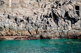 Rocky coast and turquoise water. Tenerife, Canary Islands. Spain