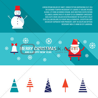 Christmas and New Year banner set Modern flat style
