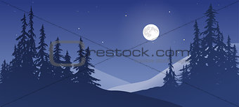 Snowy Landscape with Moon
