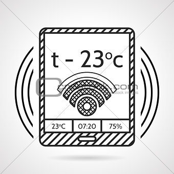 Black line vector icon for heating control device