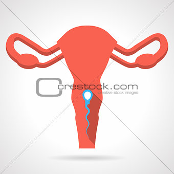 Flat vector icon for red uterus