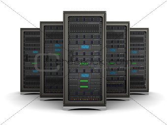 3d illustration of row the server racks