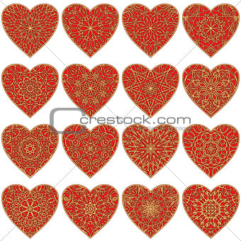 Valentine heart with patterns, set