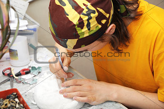 Man working with mask