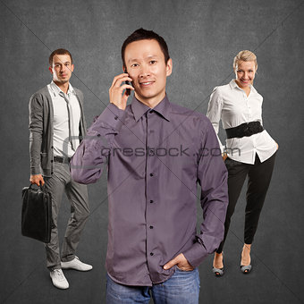 Teamwork and Asian Man With Folded Hands