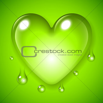 Green Waterdrop Heart