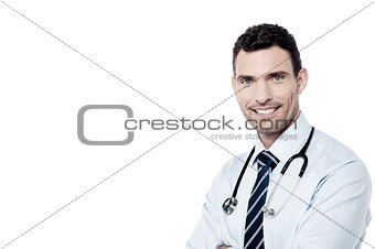 Handsome male doctor with stethoscope