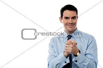 Business man with clasped hands