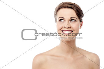 Elegant woman with bare shoulders