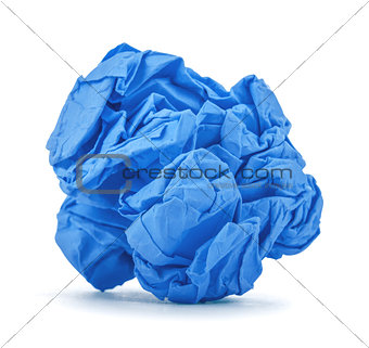 dark blue ball crumpled paper on a white background