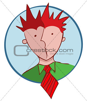 Portrait of a businessman with red hair and tie. vector