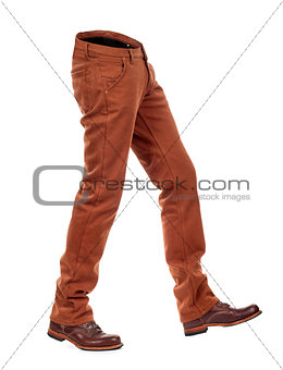 empty voluminous e jeans with boots on a white background