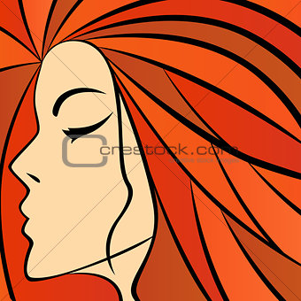 Abstract women with fiery hair