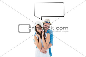 Composite image of happy hipster couple smiling at camera