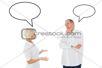 Composite image of angry older couple arguing with each other