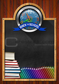 Blackboard with Back to School Clock