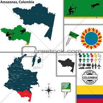 Map of Amazonas, Colombia