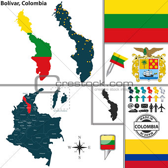 Map of Bolivar, Colombia
