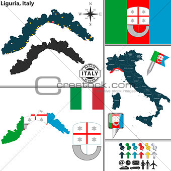 Map of Liguria, Italy